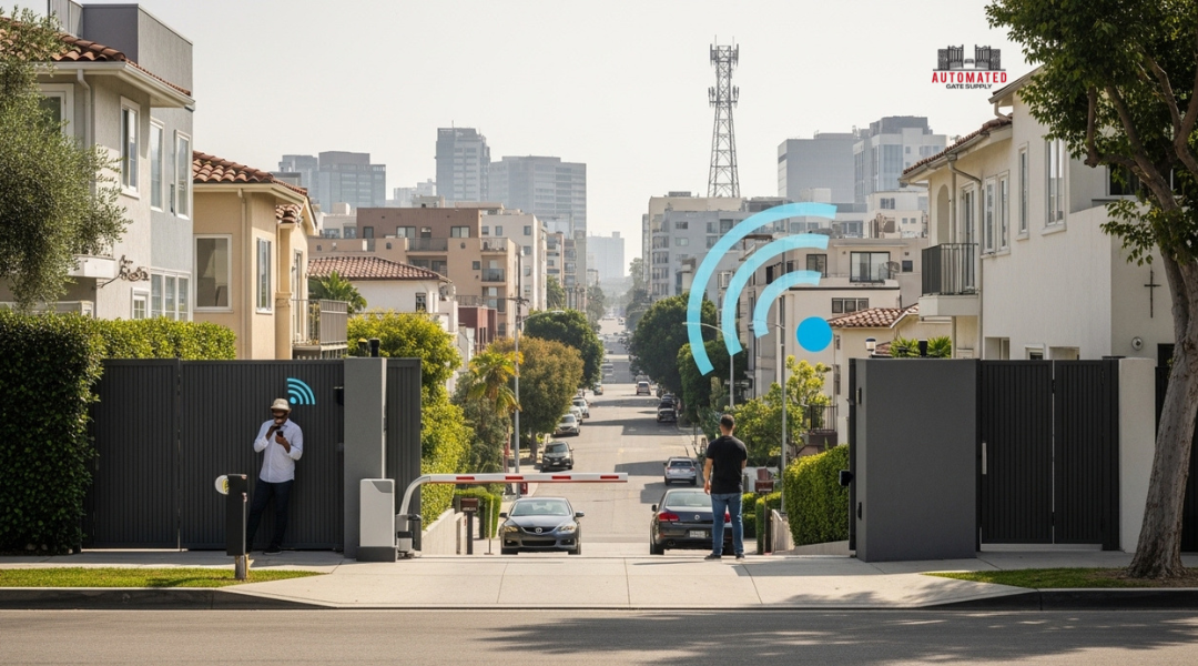 Smartphone gate access system affected by network interference in dense Los Angeles neighborhood with signal challenges