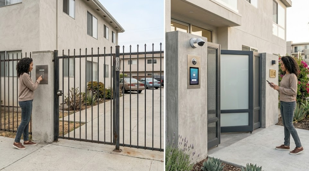 Comparison of keypad entry and smart access control systems for apartment buildings with video intercom and mobile access